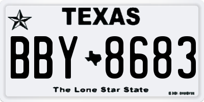 TX license plate BBY8683