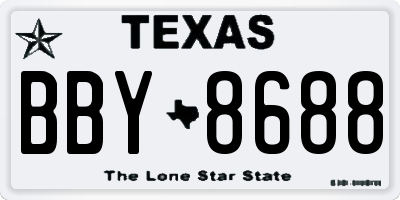 TX license plate BBY8688