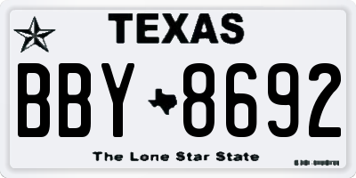TX license plate BBY8692