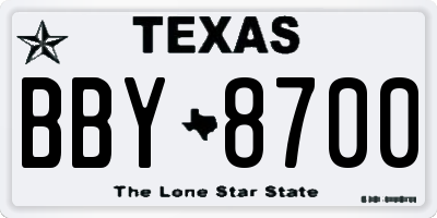 TX license plate BBY8700