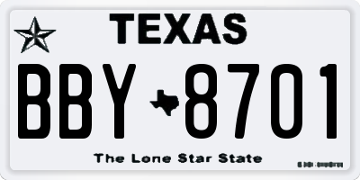 TX license plate BBY8701