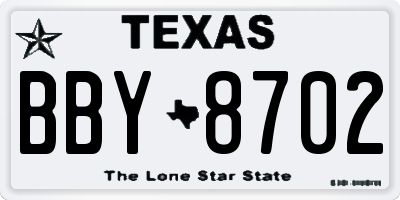 TX license plate BBY8702