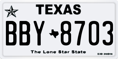 TX license plate BBY8703