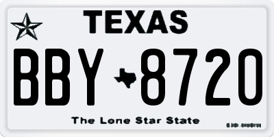 TX license plate BBY8720