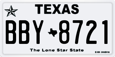 TX license plate BBY8721