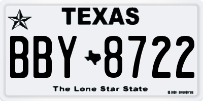 TX license plate BBY8722