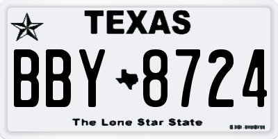 TX license plate BBY8724