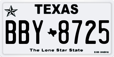 TX license plate BBY8725