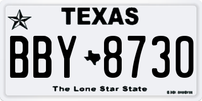 TX license plate BBY8730