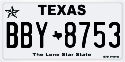 TX license plate BBY8753
