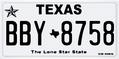 TX license plate BBY8758
