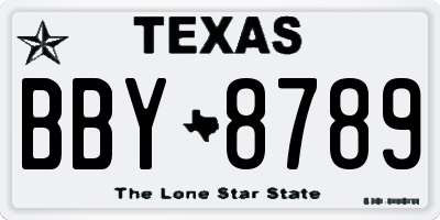 TX license plate BBY8789