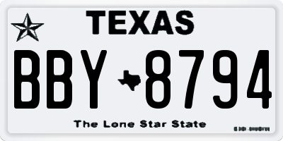 TX license plate BBY8794