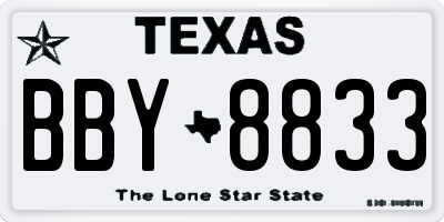 TX license plate BBY8833