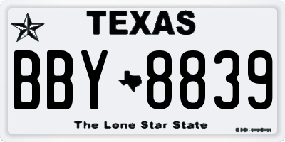 TX license plate BBY8839