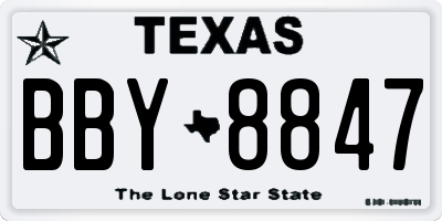 TX license plate BBY8847