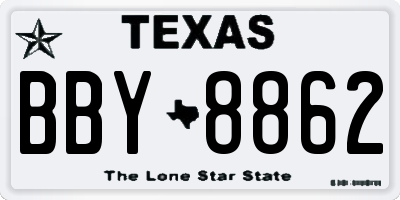 TX license plate BBY8862