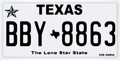 TX license plate BBY8863