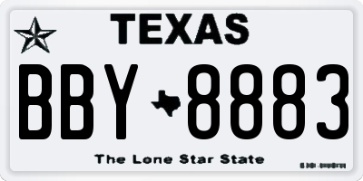 TX license plate BBY8883