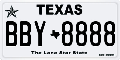 TX license plate BBY8888