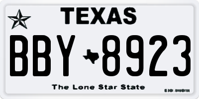 TX license plate BBY8923