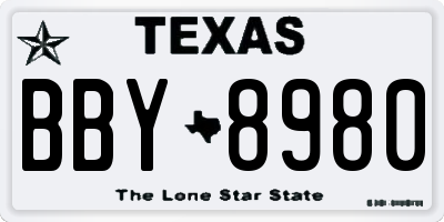 TX license plate BBY8980