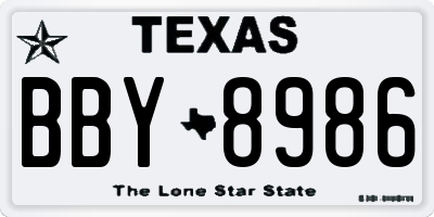 TX license plate BBY8986