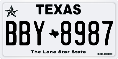 TX license plate BBY8987