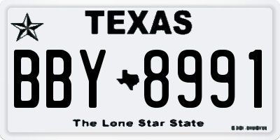 TX license plate BBY8991