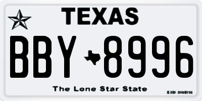 TX license plate BBY8996
