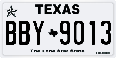 TX license plate BBY9013