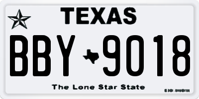 TX license plate BBY9018