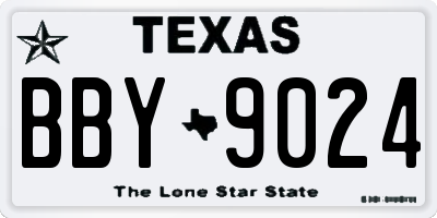 TX license plate BBY9024