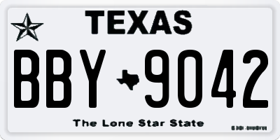 TX license plate BBY9042