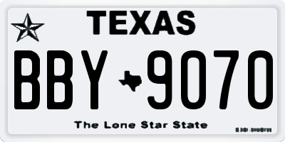 TX license plate BBY9070