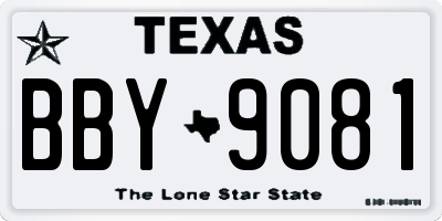 TX license plate BBY9081