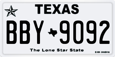 TX license plate BBY9092