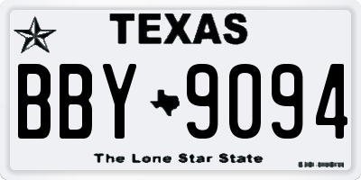 TX license plate BBY9094