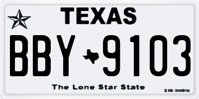 TX license plate BBY9103
