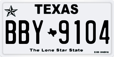 TX license plate BBY9104