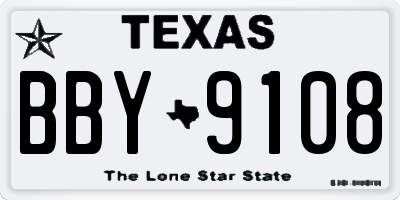 TX license plate BBY9108