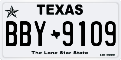 TX license plate BBY9109
