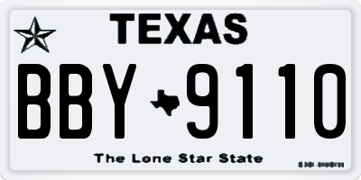 TX license plate BBY9110