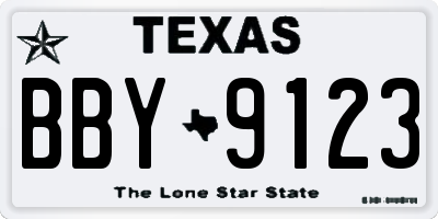 TX license plate BBY9123