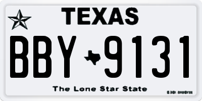 TX license plate BBY9131