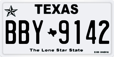 TX license plate BBY9142