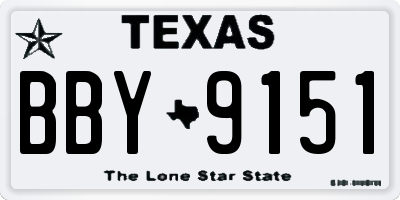 TX license plate BBY9151