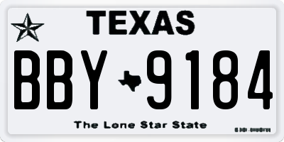 TX license plate BBY9184