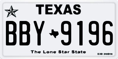 TX license plate BBY9196