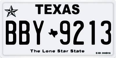 TX license plate BBY9213